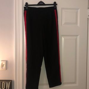 Black trousers with stripe